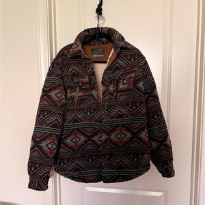 Jachs New York Black & Rust Patterned Fleece Shacket